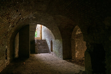 Abandoned Military Tarakaniv Fort basements (other names - Dubno Fort, New Dubna Fortress) - a defensive structure, an architectural monument of 19th century, Tarakaniv, Rivne region, Ukraine.