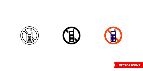 No call icon of 3 types color, black and white, outline. Isolated vector sign symbol.