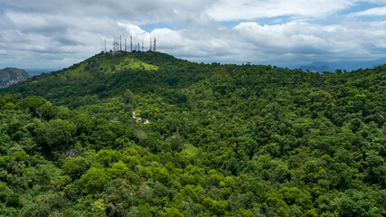 Transmission antenna photographed in Vitoria, in the Fonte Grande Park, in Espirito Santo.Southeast of Brazil. Atlantic Forest Biome. Picture made in 2020.