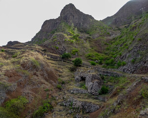 Cape Verde landscape, Santo Antao island, trekking tour.