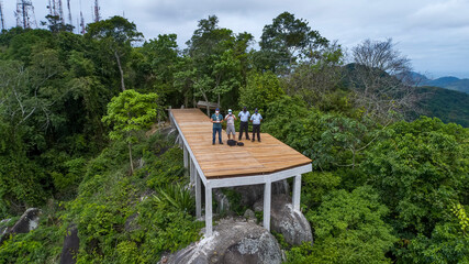 Observation deck photographed in Vitoria, in the Fonte Grande Park, in Espirito Santo. Southeast of Brazil. Atlantic Forest Biome. Picture made in 2020.
