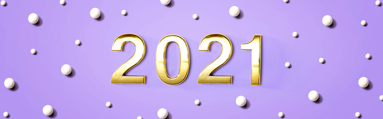 2021 new year theme with white candy dots - flat lay