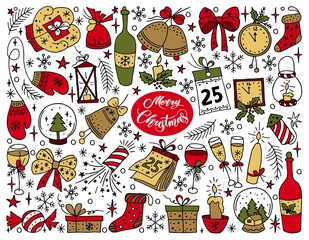 Christmas tree made of chaotic lines. Stylized drawing of a Christmas tree for the celebration of New Year and Christmas. Vector.