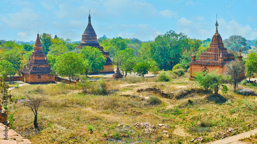 Wall mural Templex and stupas of Bagan, Myanmar