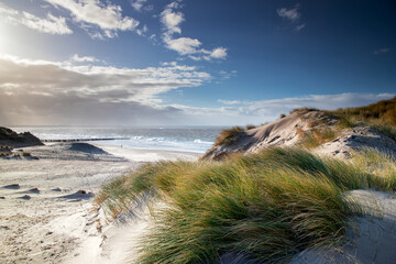beautiful view on beash and sea from dunes