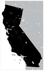 Map of California State Black Color - No text