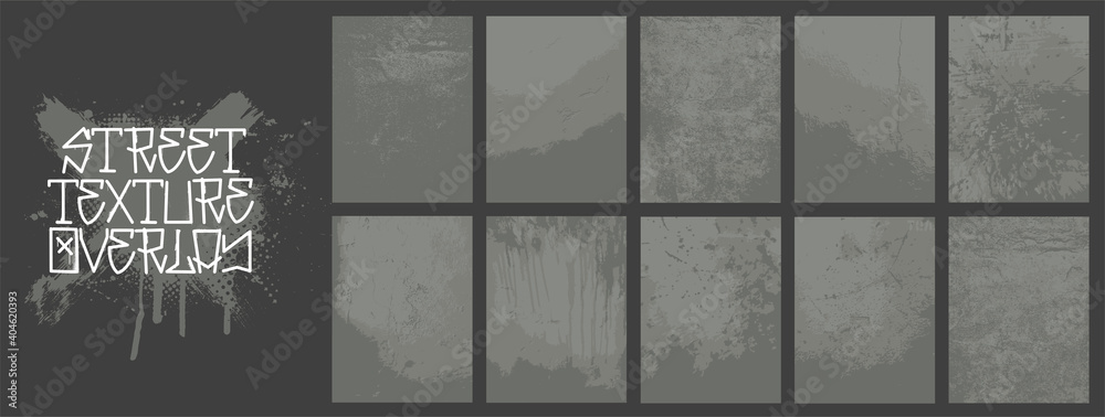 Poster grunge overlays stamp and urban texture with damage, concrete, splay affect, old and other effects. 