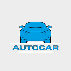 Auto car badge. Vehicle auto prototype icon. Emblem of the auto machine engine for your business. Logo of a motor car for an auto enterprise. Sign a automobile front view with your text