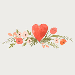 Cute floral heart vintage greeting card