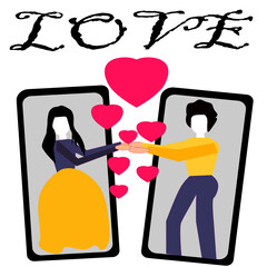 love, hearts, envelope, key, valentine's day, lovers, lovers in quarantine, vector, illustration, man and woman vector illustration, holiday, postcard, print on a phone case, on packaging, poster, on 