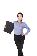 A young Business woman holding a portfolio