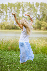 child in the nature having good time