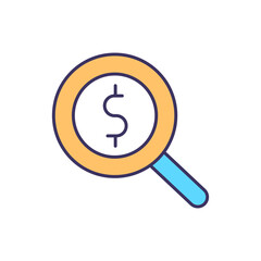 Finance management RGB color icon. Tracking business expenses. Money and investments checking. Capital managing. Expense-income and budgeting monitoring. Isolated vector illustration