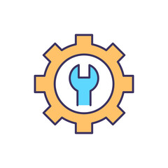 Preventive maintenance RGB color icon. Keeping equipment up and running. Unanticipated equipment failure. Company assets lifespan. Infrastructure asset management. Isolated vector illustration