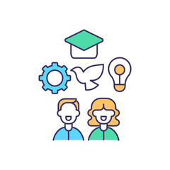 Human resources RGB color icon. Social and personality attributes. Intangible asset. Competencies stock. Worker experience and skills. Personnel resources. Human wealth. Isolated vector illustration