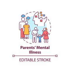 Parents mental illness concept icon. Mother, father depression. Yell at kid, angry with children. Child safety idea thin line illustration. Vector isolated outline RGB color drawing. Editable stroke