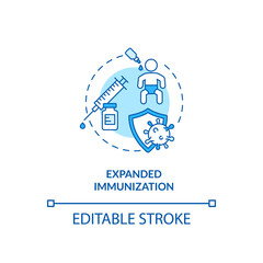 Expanded immunization concept icon. Top international health programs. Special health care system. Clinic idea thin line illustration. Vector isolated outline RGB color drawing. Editable stroke