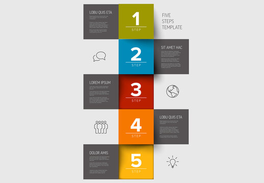 5 Steps Schema Layout with Icons