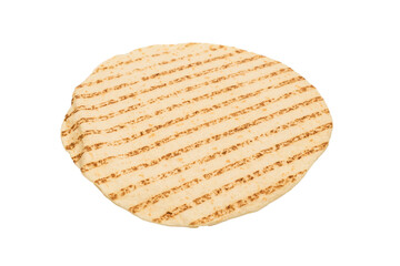 Grilled pitta bread isolated on white background.