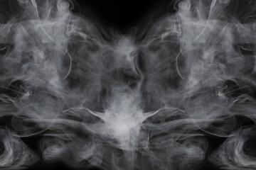 White steam on a black background.