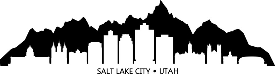 SALT LAKE CITY Utah SKYLINE City Silhouette
 - obrazy, fototapety, plakaty
