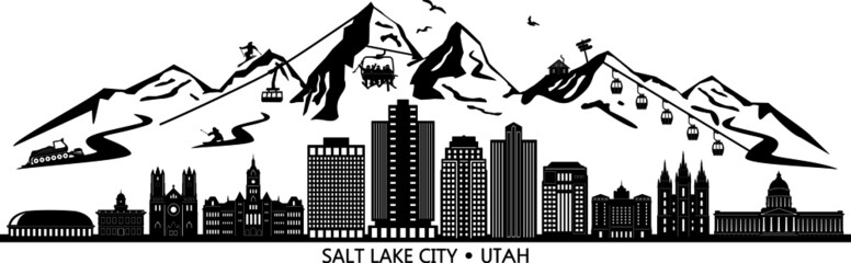 SALT LAKE CITY Utah SKYLINE City Silhouette
- 404636369