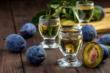 Plum brandy and fresh plums