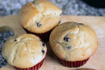 Blueberry muffins with red wrapinng