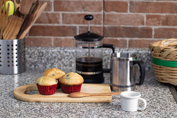 Blueberry muffins with red wrapinng