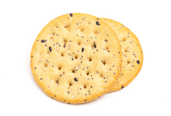 Sesame and Poppy Seed Crackers on a White Background