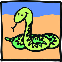 snake viper original simple hand drawing converted to vector and colored