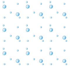 Watercolor seamless pattern. Underwater bubbles on white background