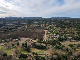 Fototapeta na wymiar Aerial view of Kit Carson Park, municipal park in Escondido, California, USA
