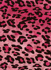Pink and black leopard skin fur print pattern. Great for classic animal product design, fabric, wallpaper, backgrounds, invitations, packaging design projects. Surface pattern design.
