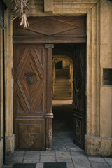 old ancient doorway with wooden door