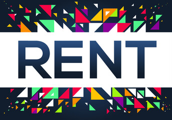 creative colorful (rent) text design, written in English language, vector illustration.	
