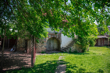 Picture of beautiful village house with garden. Azerbaijan village in summer time