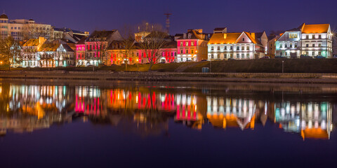 Fototapeta premium Minsk old city at night, Belarus