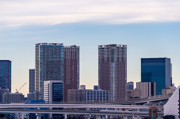 東京都港区台場から見た東京湾の景色