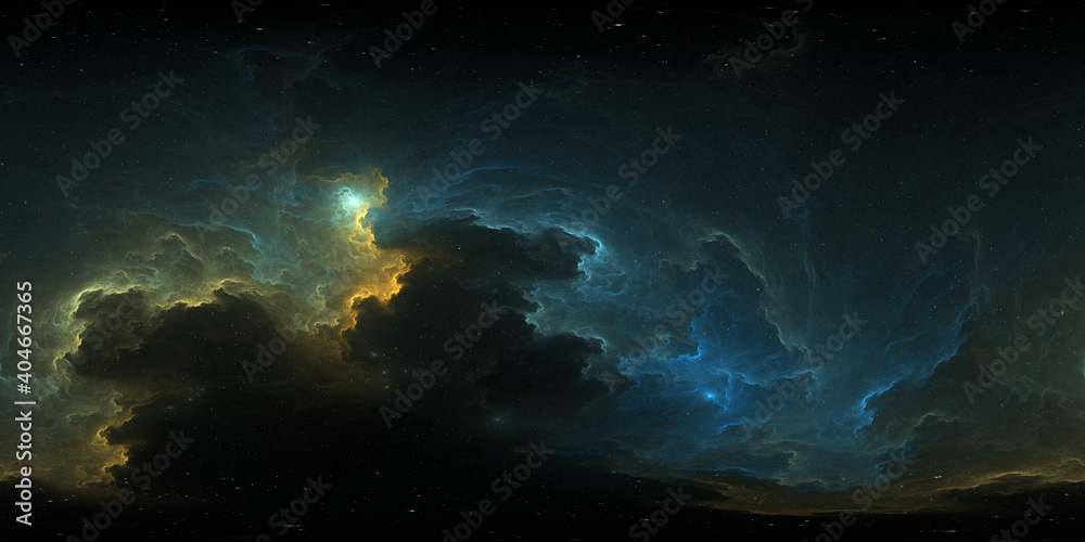 Wall mural 360 degree stellar space background with nebula in another dimension. panorama, environment 360 hdri