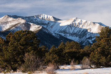Snow Covered, 14,276 Foot Mount Antero is part of the Swatch Mountain Range., Colorado.