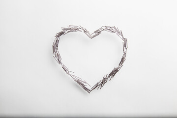 love heart made of iron nails, valentines day background