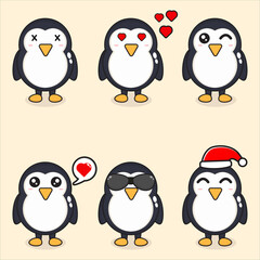 Mascot collection of cute little penguin designs vector eps 10