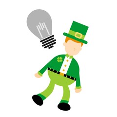 leprechaun tired with turn off lamp idea cartoon doodle flat design style vector illustration 