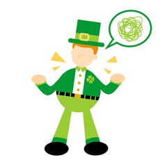 Stress leprechaun confuse cartoon doodle flat design style vector illustration