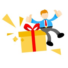 Obraz premium businessman love gift box cartoon doodle flat design style vector illustration