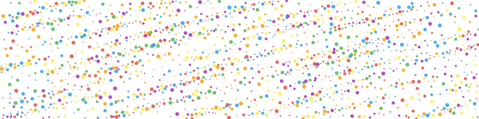 Naklejka na ściany i meble Festive overwhelming confetti. Celebration stars. Rainbow confetti on white background. Admirable festive overlay template. Panoramic vector background.