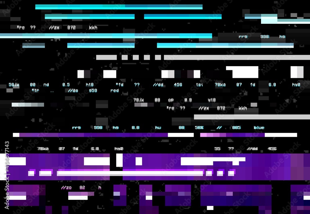 Poster abstract background with glitch effect, vector distortion, glitched colored horizontal stripes, numb