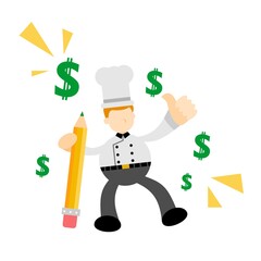 chef man pencil dollar icon cartoon doodle flat design style vector illustration