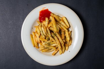French fries are dishes made from pieces of potatoes fried in hot cooking oil. French fries are cut into lengths and fried in a submerged state in hot cooking oil called French fries